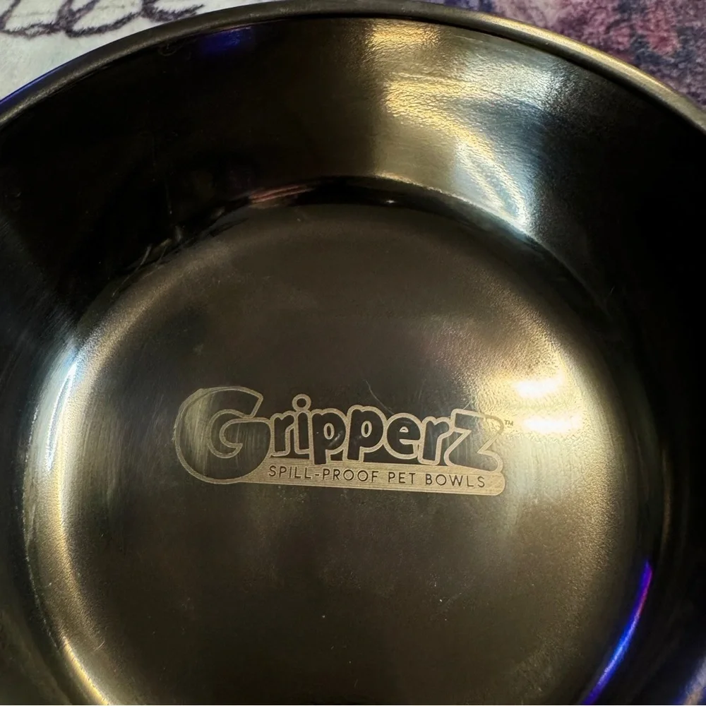 💜 Blue Gripperz Stainless Steel Spill Proof Pet Bowl - NWOT